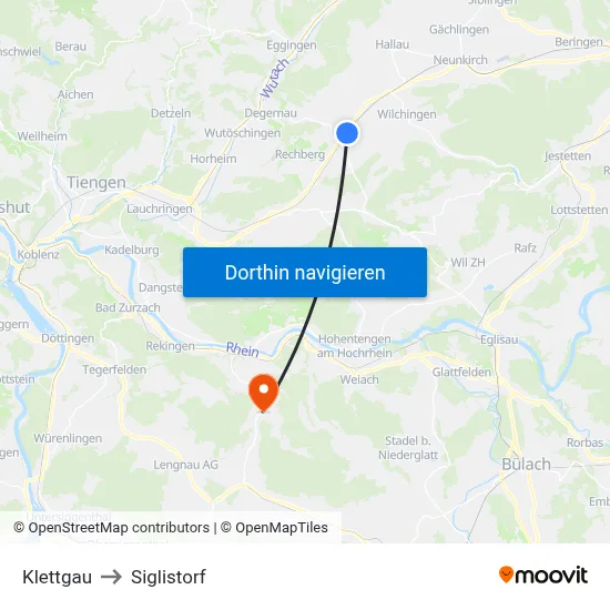 Klettgau to Siglistorf map