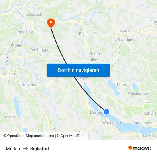 Meilen to Siglistorf map