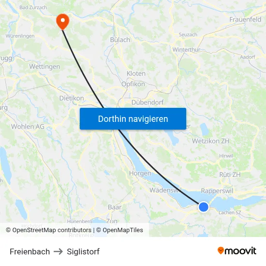 Freienbach to Siglistorf map