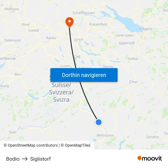 Bodio to Siglistorf map