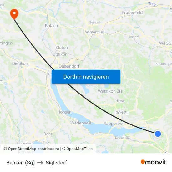 Benken (Sg) to Siglistorf map