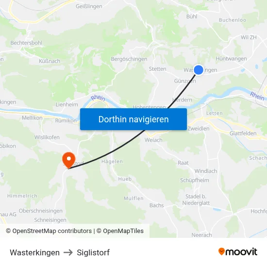 Wasterkingen to Siglistorf map