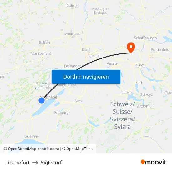 Rochefort to Siglistorf map