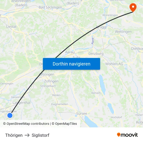 Thörigen to Siglistorf map