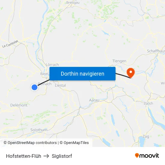 Hofstetten-Flüh to Siglistorf map