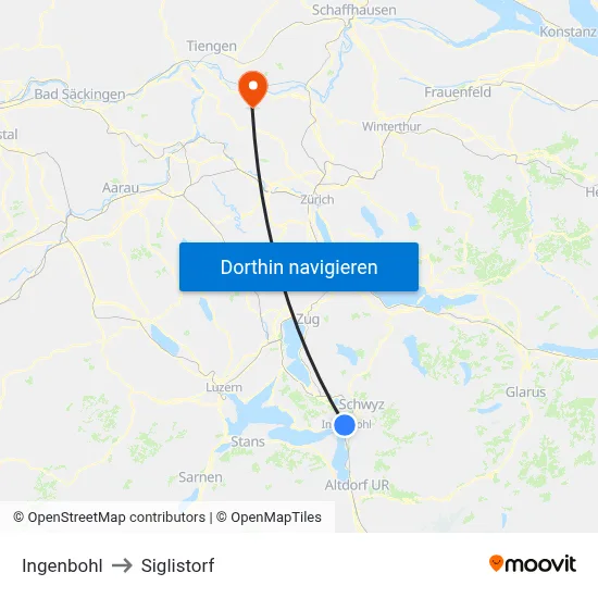 Ingenbohl to Siglistorf map