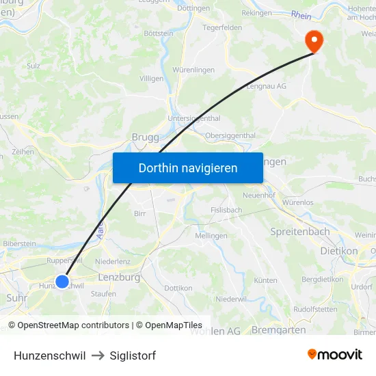 Hunzenschwil to Siglistorf map