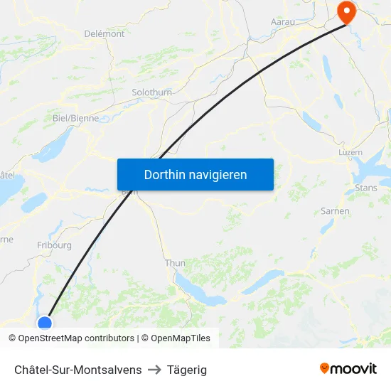 Châtel-Sur-Montsalvens to Tägerig map