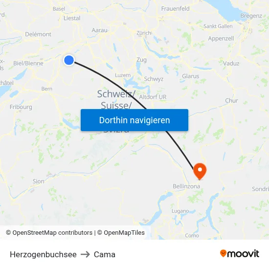 Herzogenbuchsee to Cama map
