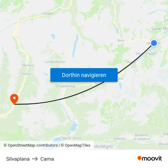 Silvaplana to Cama map