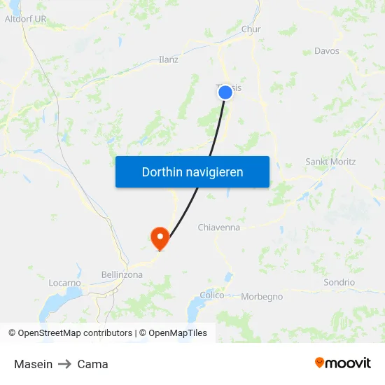 Masein to Cama map