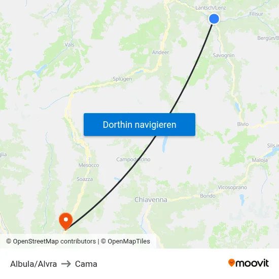 Albula/Alvra to Cama map