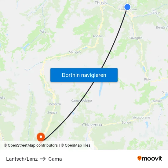 Lantsch/Lenz to Cama map