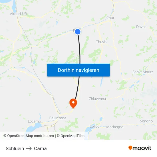 Schluein to Cama map