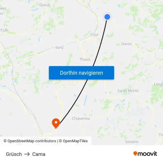 Grüsch to Cama map