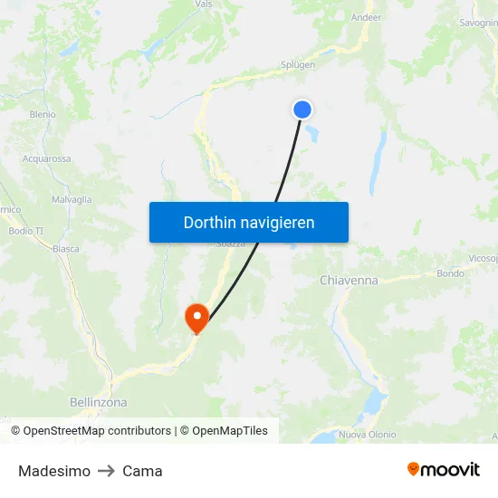 Madesimo to Cama map