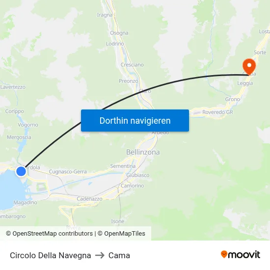 Circolo Della Navegna to Cama map