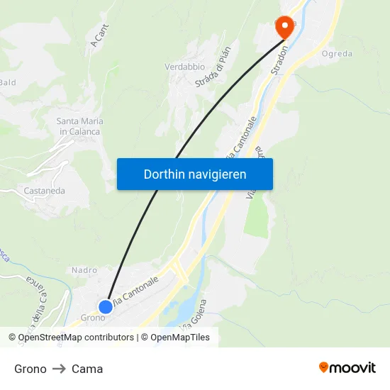 Grono to Cama map