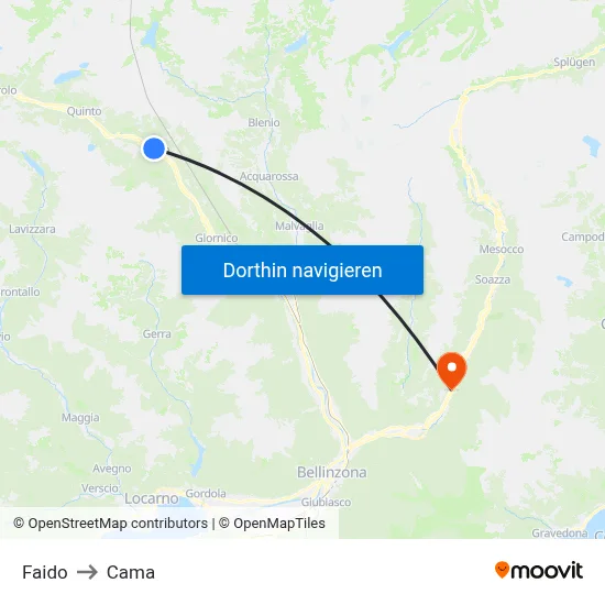 Faido to Cama map