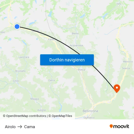 Airolo to Cama map