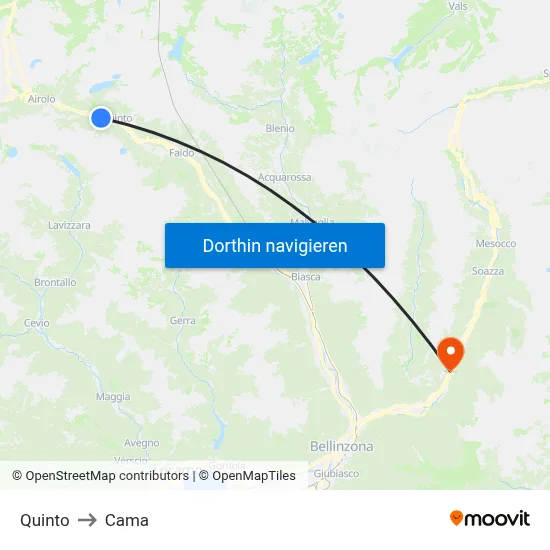 Quinto to Cama map