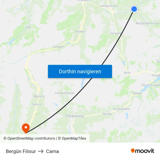Bergün Filisur to Cama map