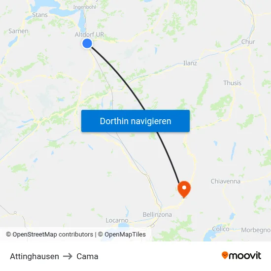 Attinghausen to Cama map