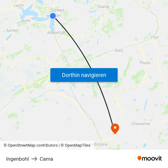 Ingenbohl to Cama map