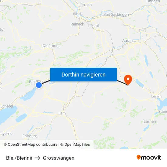 Biel/Bienne to Grosswangen map