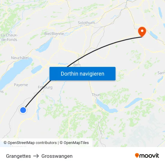 Grangettes to Grosswangen map