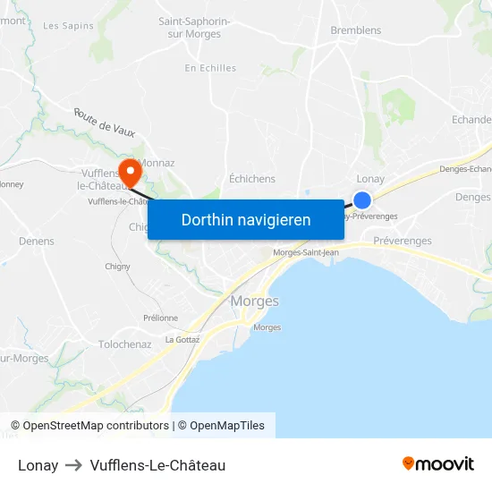 Lonay to Vufflens-Le-Château map