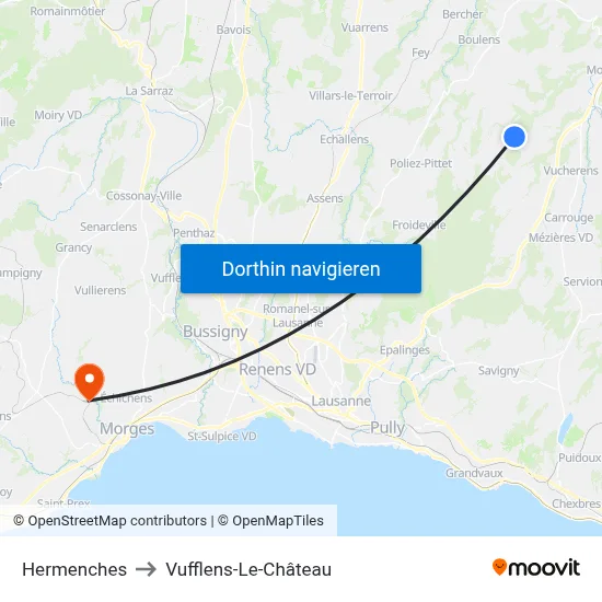 Hermenches to Vufflens-Le-Château map