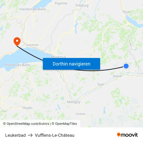 Leukerbad to Vufflens-Le-Château map