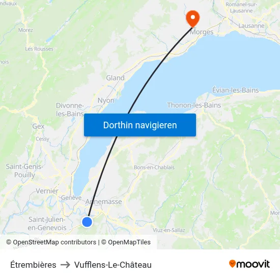 Étrembières to Vufflens-Le-Château map