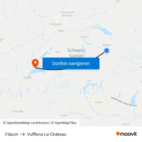 Fläsch to Vufflens-Le-Château map