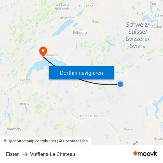 Eisten to Vufflens-Le-Château map