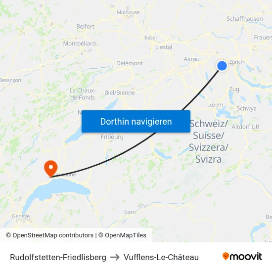 Rudolfstetten-Friedlisberg to Vufflens-Le-Château map
