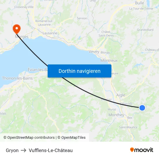 Gryon to Vufflens-Le-Château map