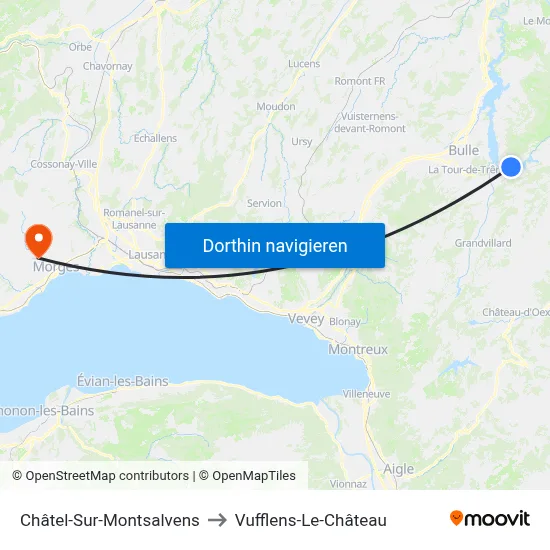 Châtel-Sur-Montsalvens to Vufflens-Le-Château map