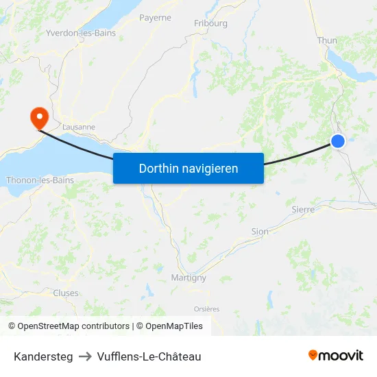 Kandersteg to Vufflens-Le-Château map