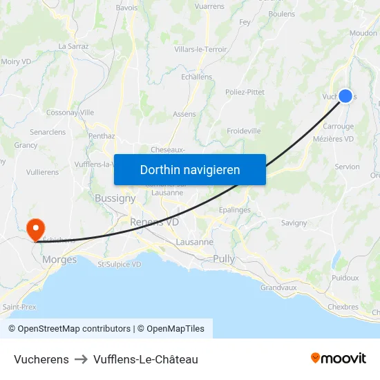 Vucherens to Vufflens-Le-Château map