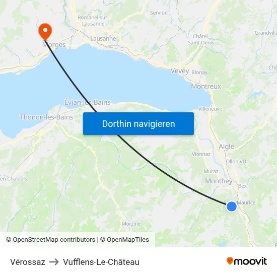 Vérossaz to Vufflens-Le-Château map