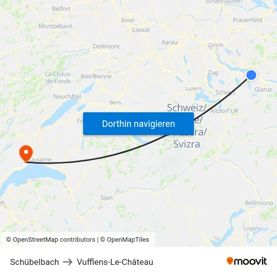 Schübelbach to Vufflens-Le-Château map