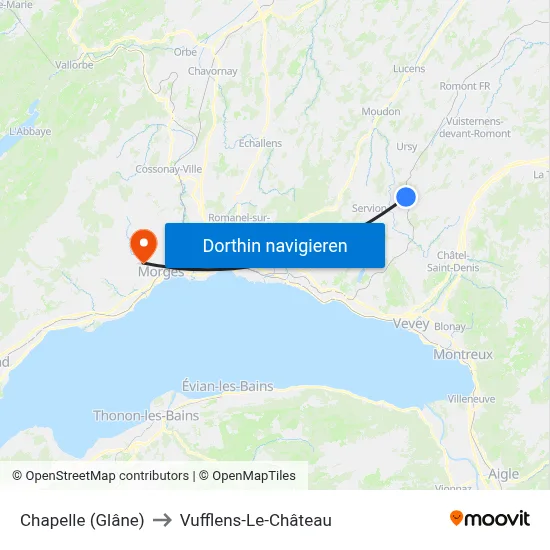 Chapelle (Glâne) to Vufflens-Le-Château map