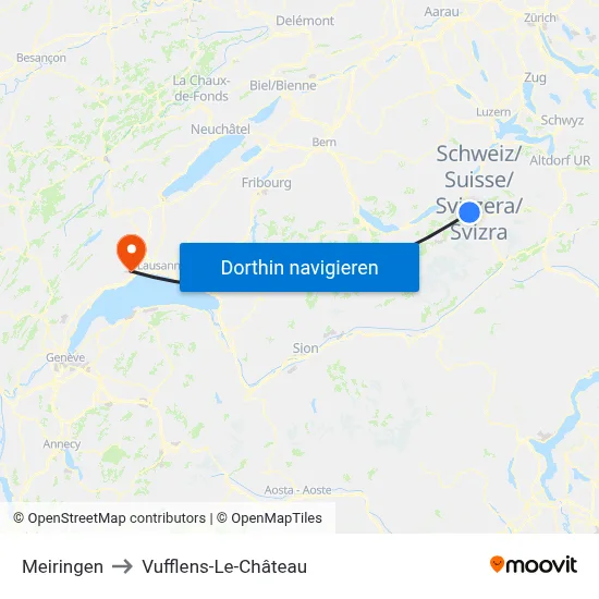 Meiringen to Vufflens-Le-Château map
