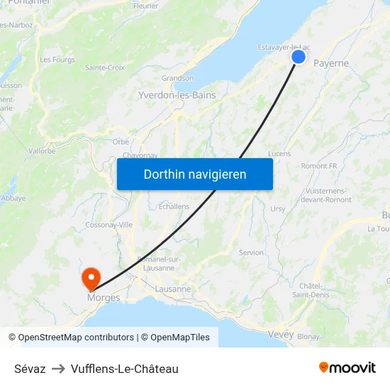 Sévaz to Vufflens-Le-Château map