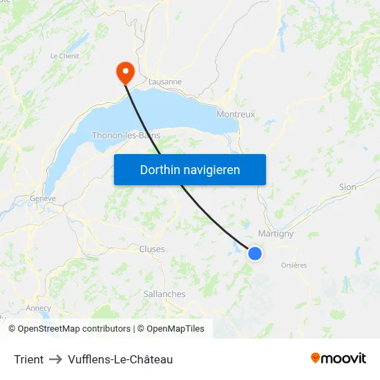 Trient to Vufflens-Le-Château map