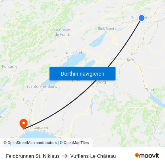 Feldbrunnen-St. Niklaus to Vufflens-Le-Château map