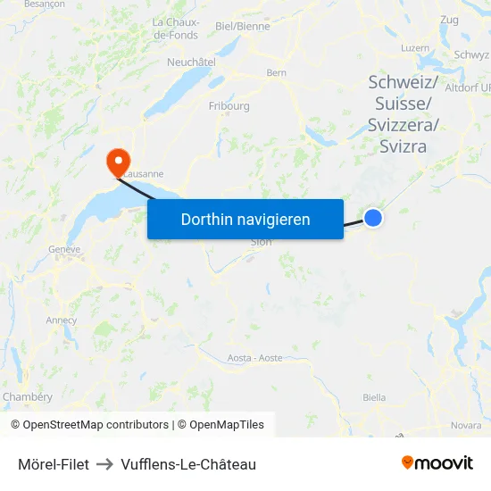 Mörel-Filet to Vufflens-Le-Château map
