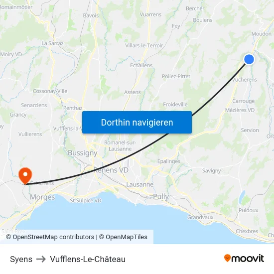Syens to Vufflens-Le-Château map